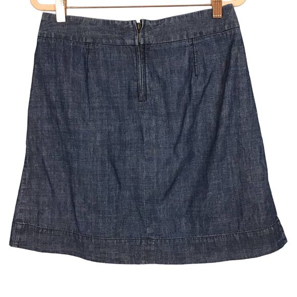 J CREW Retro Chambray Wendy A Line Dark Blue Chambray Denim Circle Skirt sz 0 - Picture 9 of 11